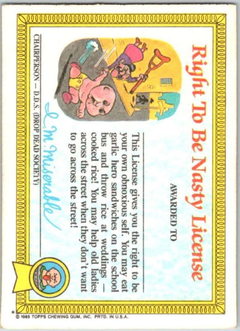 1985 Topps Garbage Pail Kids Series 1 #27a Brainy Janie V44524