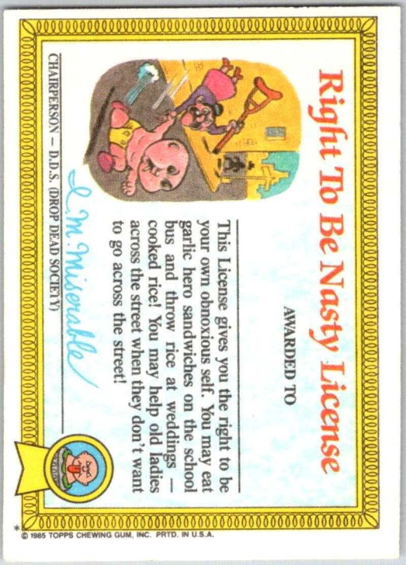 1985 Topps Garbage Pail Kids Series 1 #27a Brainy Janie V44525