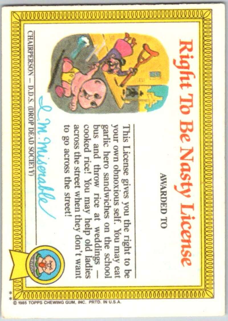 1985 Topps Garbage Pail Kids Series 1 #27b Jenny Genius V44527