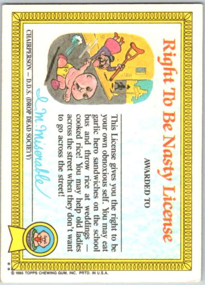 1985 Topps Garbage Pail Kids Series 1 #27b Jenny Genius V44528