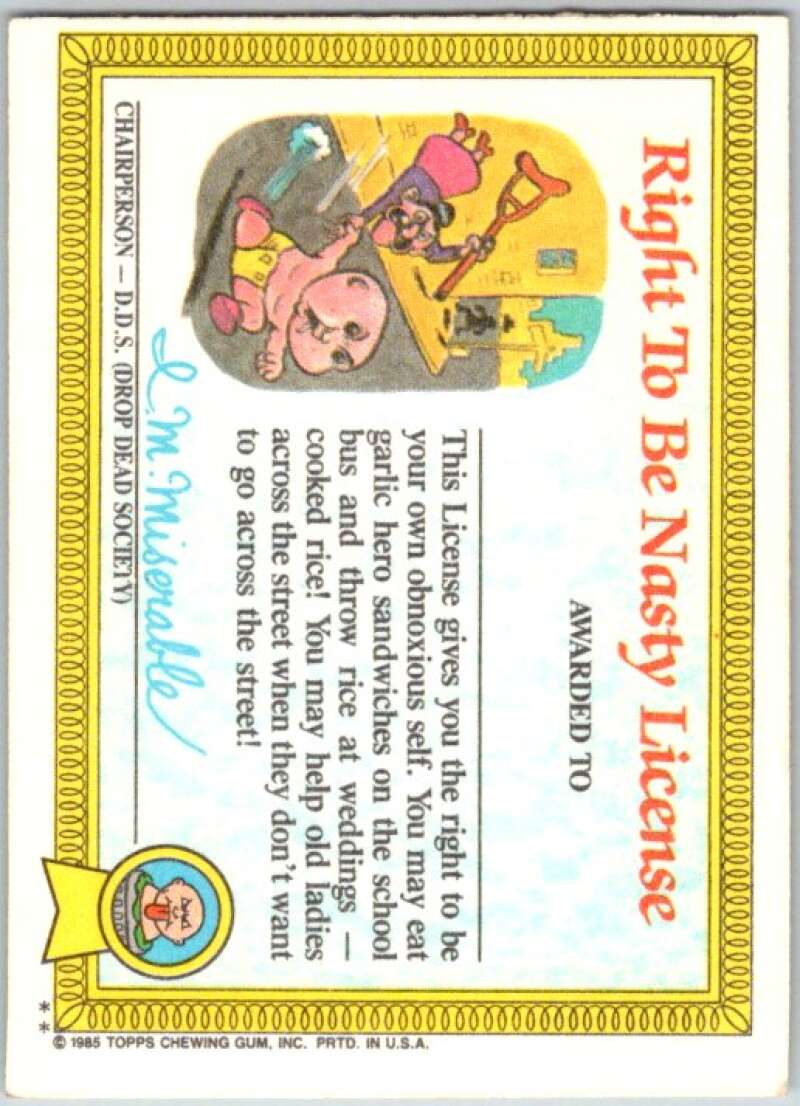 1985 Topps Garbage Pail Kids Series 1 #27b Jenny Genius V44529