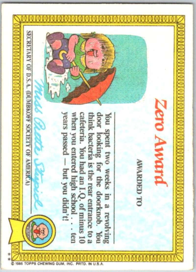 1985 Topps Garbage Pail Kids Series 1 #33b Savage Stuart V44597