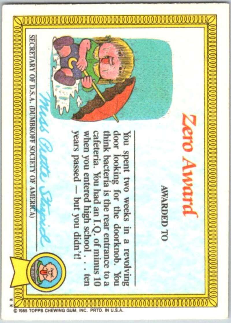 1985 Topps Garbage Pail Kids Series 1 #33b Savage Stuart V44598
