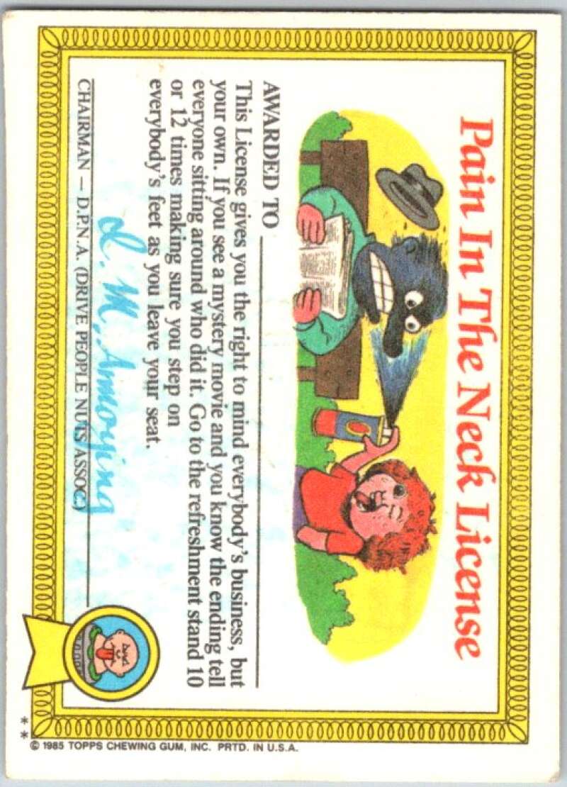 1985 Topps Garbage Pail Kids Series 1 #35a Wrinkly Randy V44615