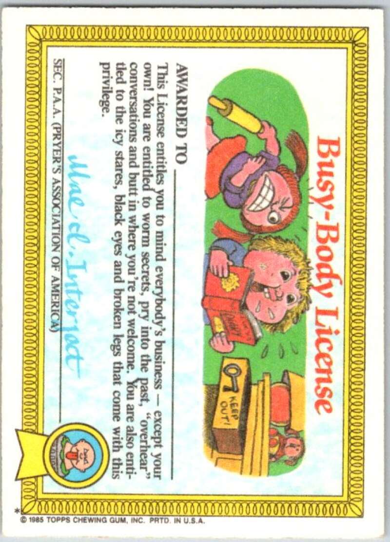 1985 Topps Garbage Pail Kids Series 1 #35a Wrinkly Randy V44616