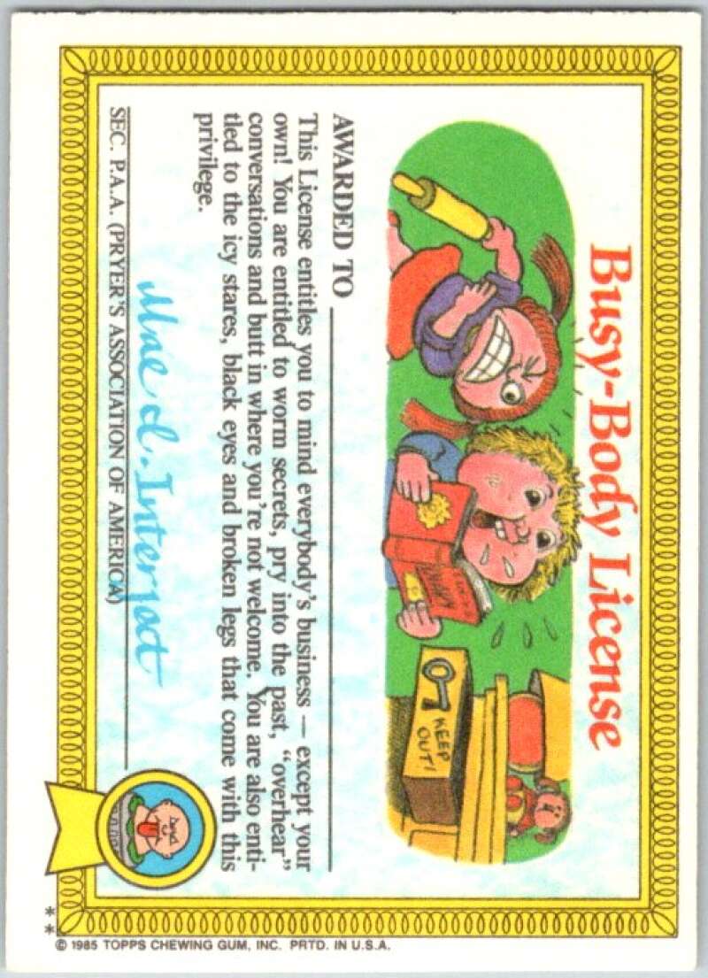 1985 Topps Garbage Pail Kids Series 1 #36b Tommy Tomb V44624