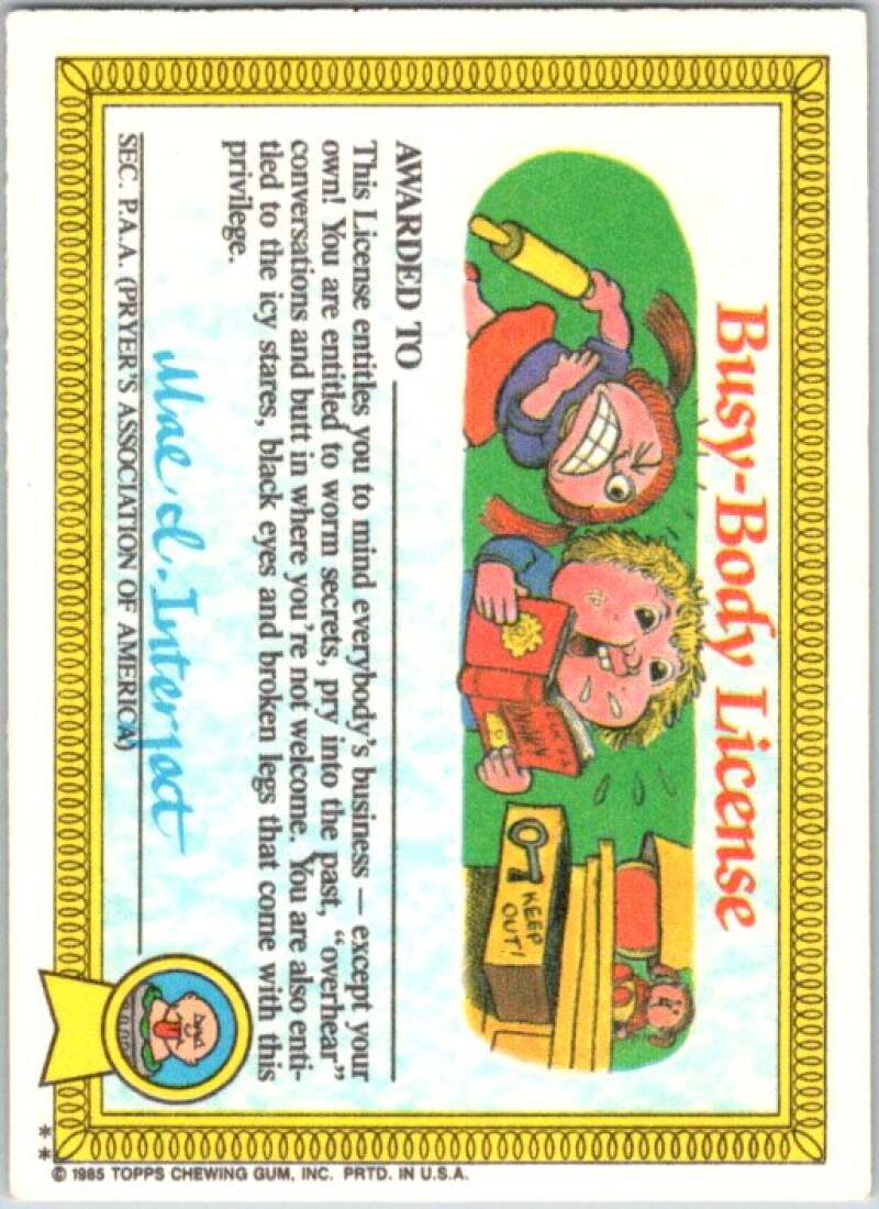 1985 Topps Garbage Pail Kids Series 1 #36b Tommy Tomb V44625
