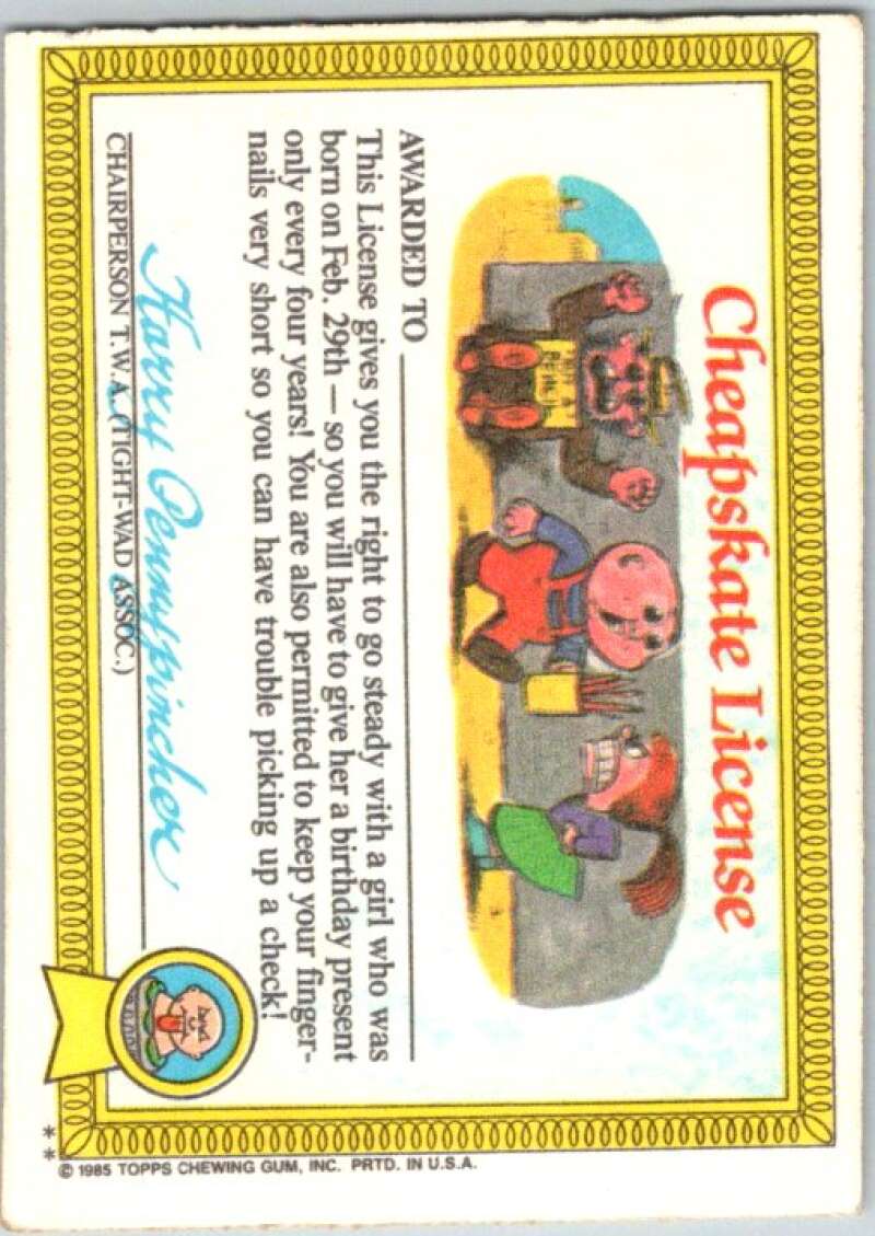 1985 Topps Garbage Pail Kids Series 1 #37b Cindy Lopper V44636