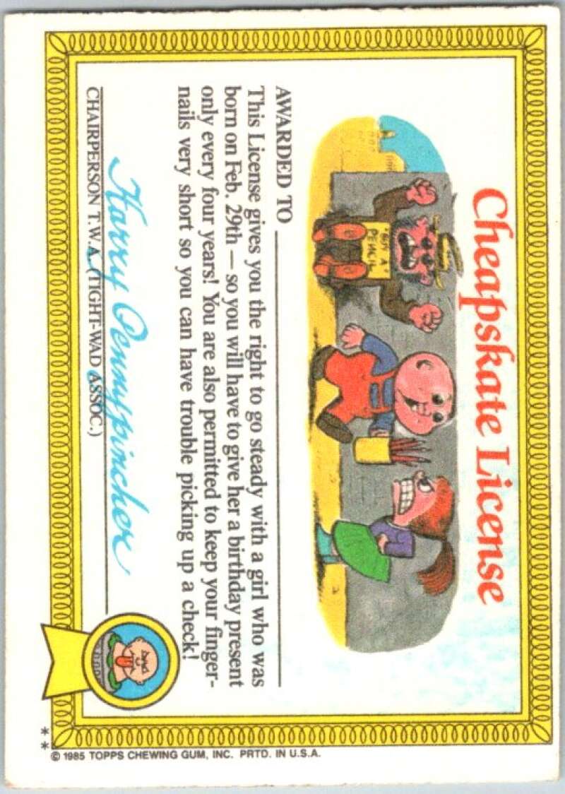 1985 Topps Garbage Pail Kids Series 1 #37b Cindy Lopper V44638