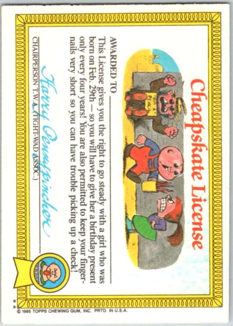 1985 Topps Garbage Pail Kids Series 1 #37b Cindy Lopper V44639