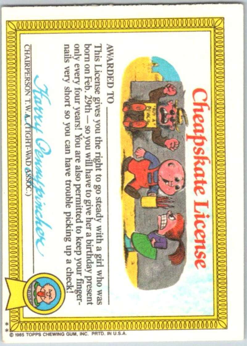 1985 Topps Garbage Pail Kids Series 1 #37b Cindy Lopper V44640
