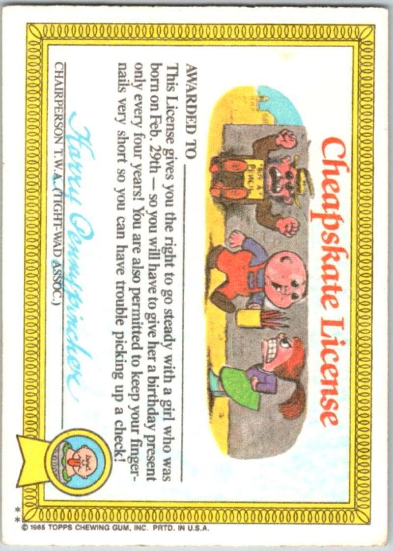 1985 Topps Garbage Pail Kids Series 1 #37b Cindy Lopper V44642
