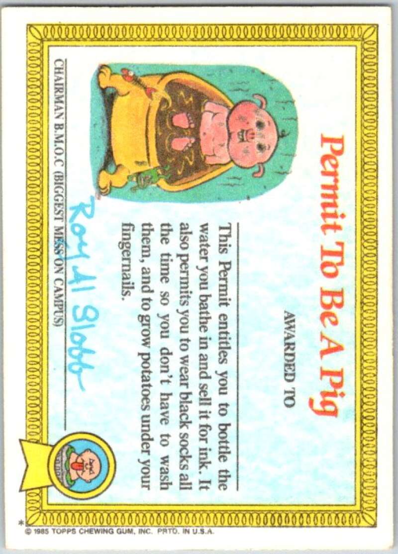 1985 Topps Garbage Pail Kids Series 1 #40a Unstitched Mitch V44664