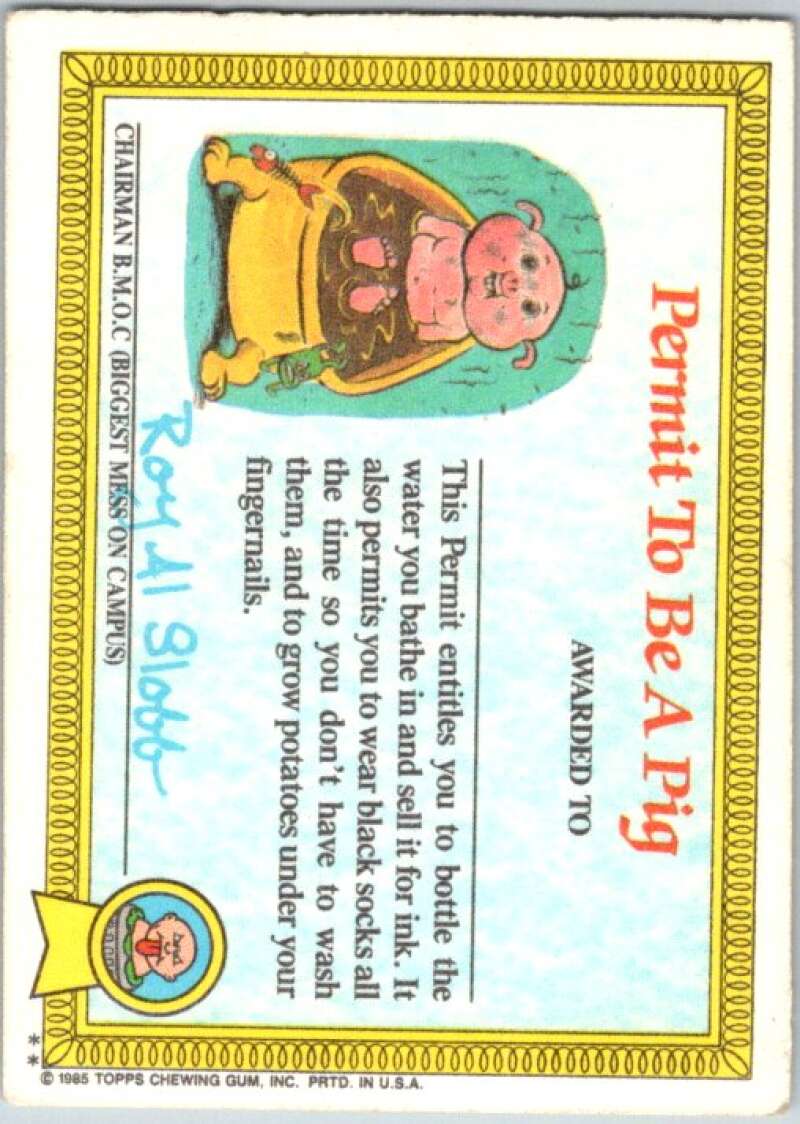 1985 Topps Garbage Pail Kids Series 1 #40b Damaged Don V44666