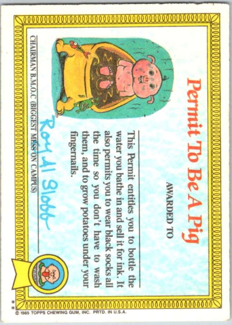 1985 Topps Garbage Pail Kids Series 1 #40b Damaged Don V44667