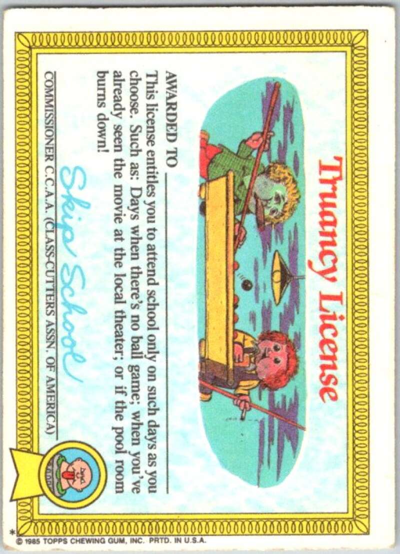 1985 Topps Garbage Pail Kids Series NNO Slobby Robbie V44694