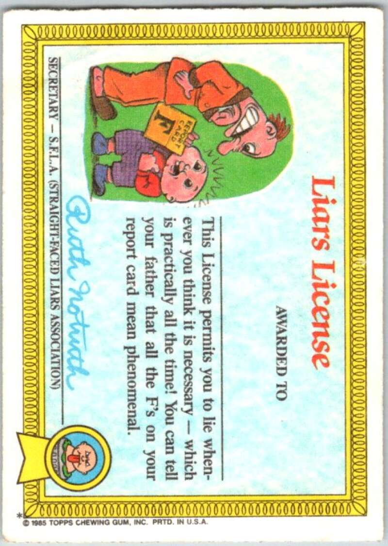 1985 Topps Garbage Pail Kids Series NNO Weird Wendy V44702