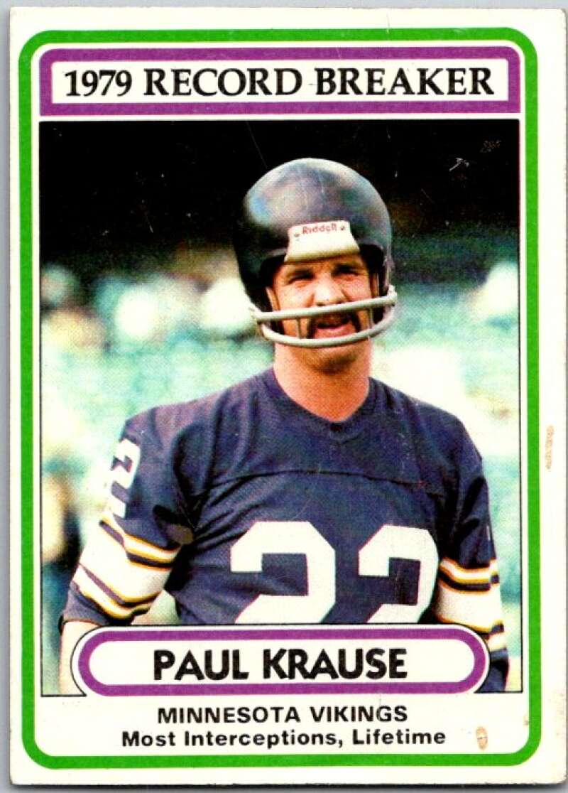 1980 Topps Football #4 Paul Krause RB Minnesota Vikings V44764