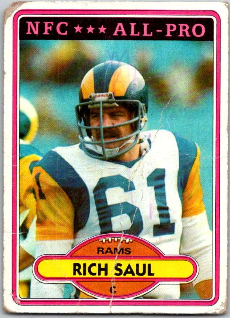 1980 Topps Football #25 Rich Saul AP Los Angeles Rams V44765