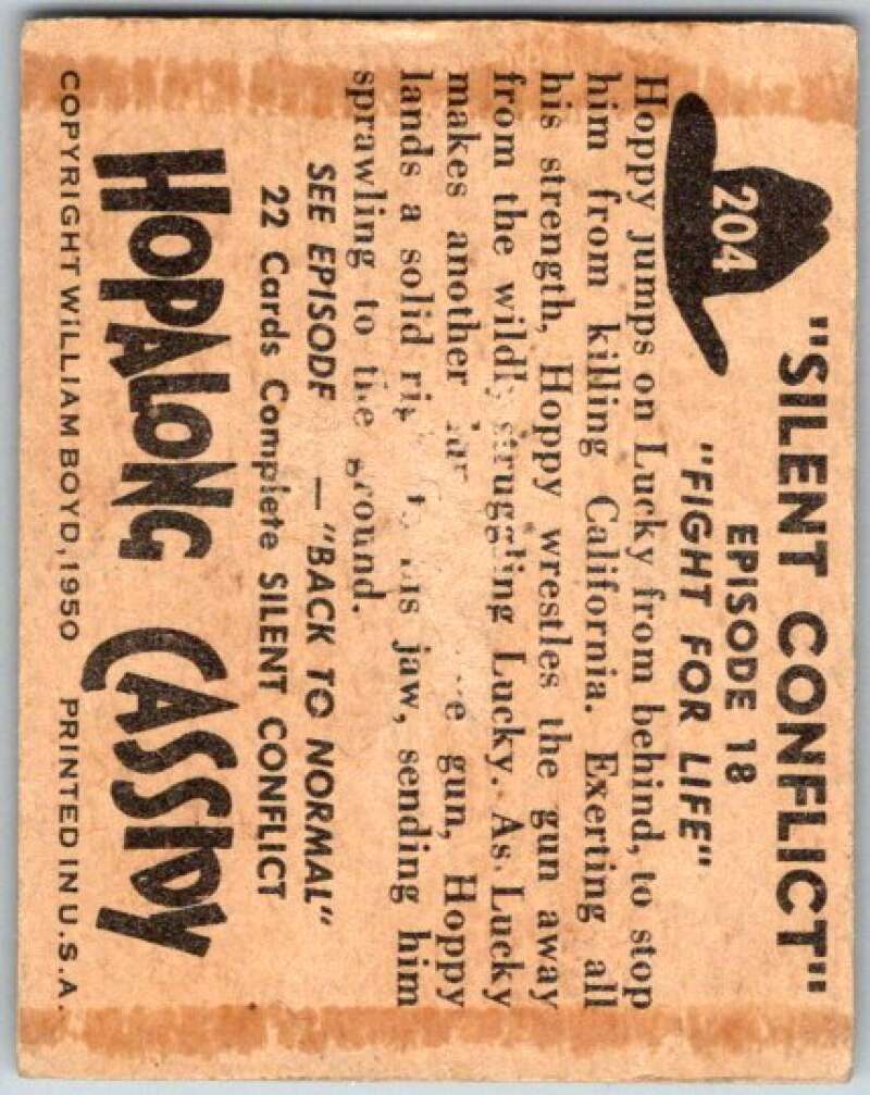 1950 Topps Hopalong Cassidy #204 Fight for Life V44819