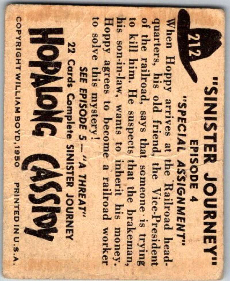 1950 Topps Hopalong Cassidy #212 Special Assignment V44823