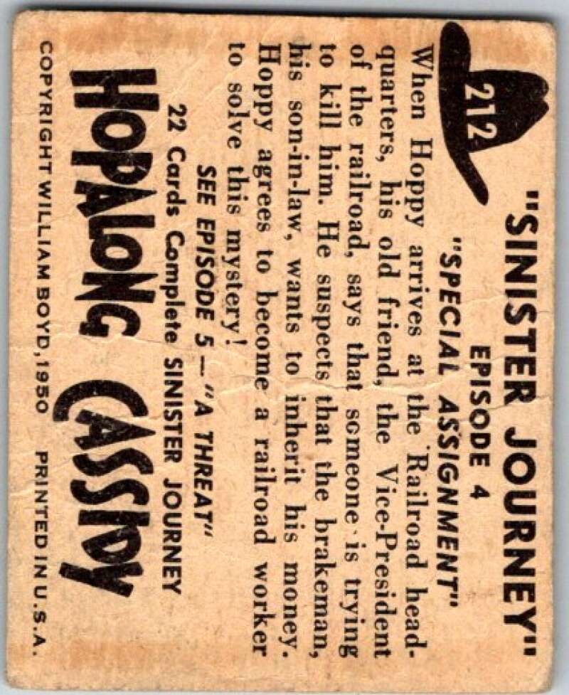 1950 Topps Hopalong Cassidy #212 Special Assignment   V44823