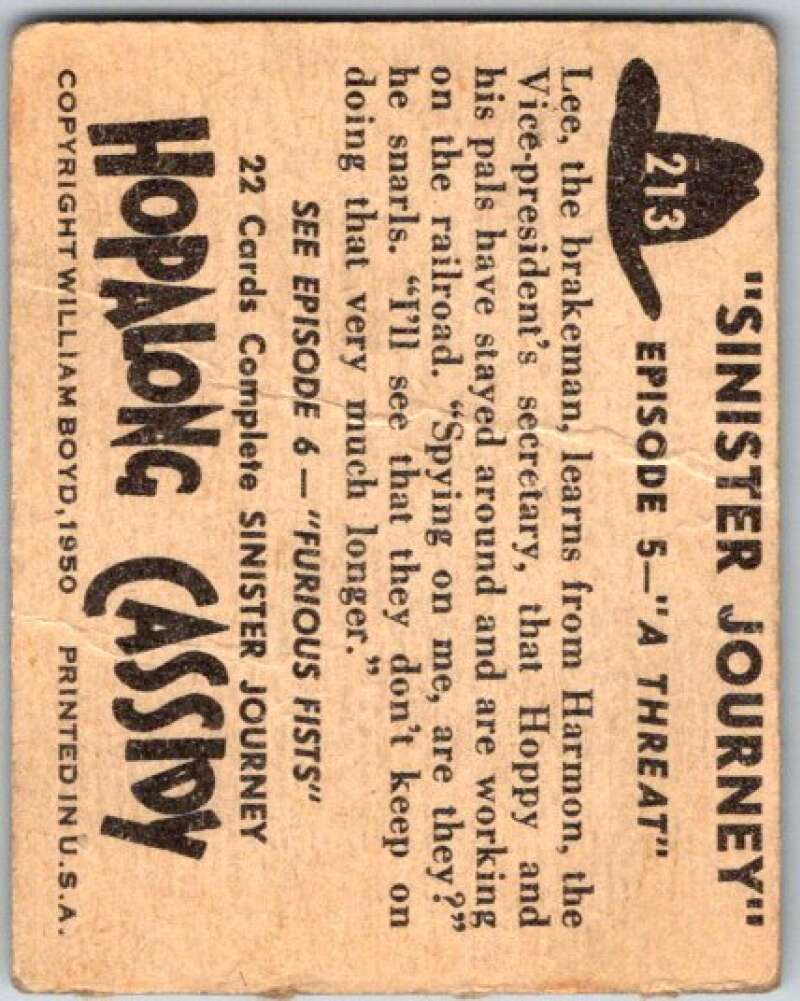 1950 Topps Hopalong Cassidy #213 A Threat V44824
