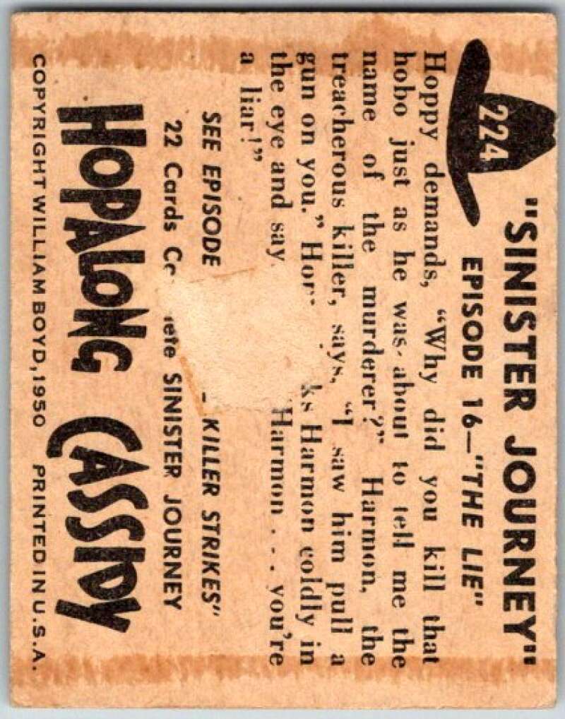 1950 Topps Hopalong Cassidy #224 The Lie V44829