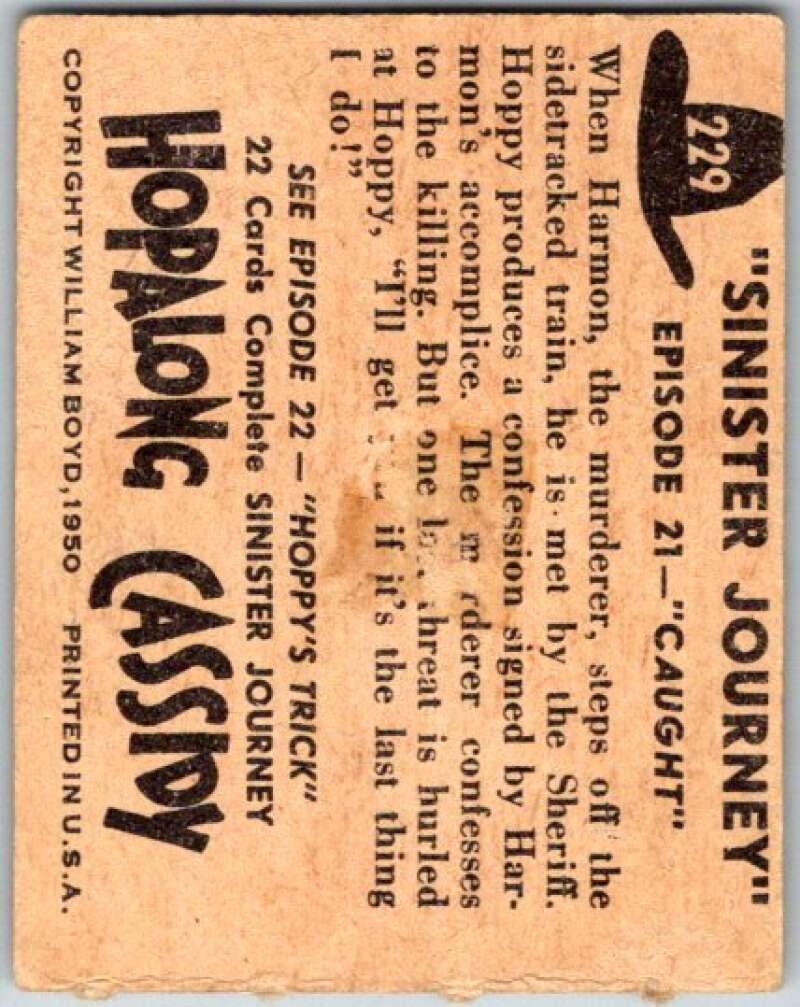 1950 Topps Hopalong Cassidy #229 Caught V44832