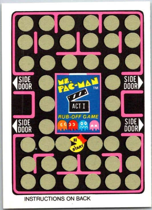 1981 Fleer Ms. Pac-Man Act 1 Rub-Off Game Card Unscratched  V44863