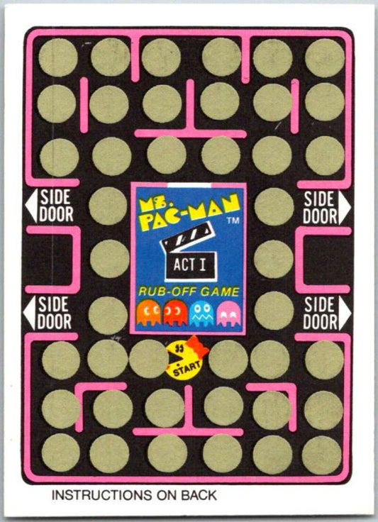 1981 Fleer Ms. Pac-Man Act 1 Rub-Off Game Card Unscratched  V44867