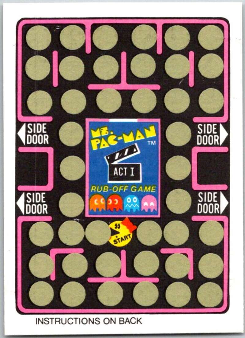 1981 Fleer Ms. Pac-Man Act 1 Rub-Off Game Card Unscratched V44871