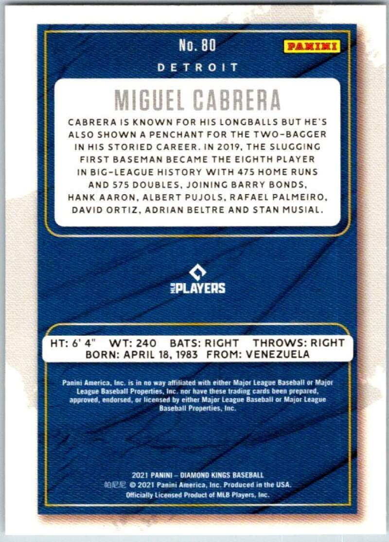 2021 Panini Diamond Kings #80 Miguel Cabrera Detroit Tigers