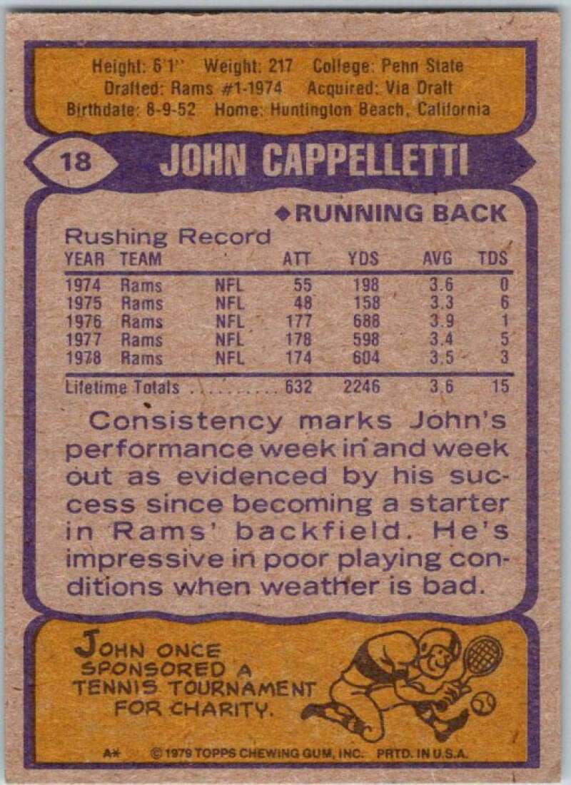1979 Topps Football #18 John Cappelletti Los Angeles Rams V44980