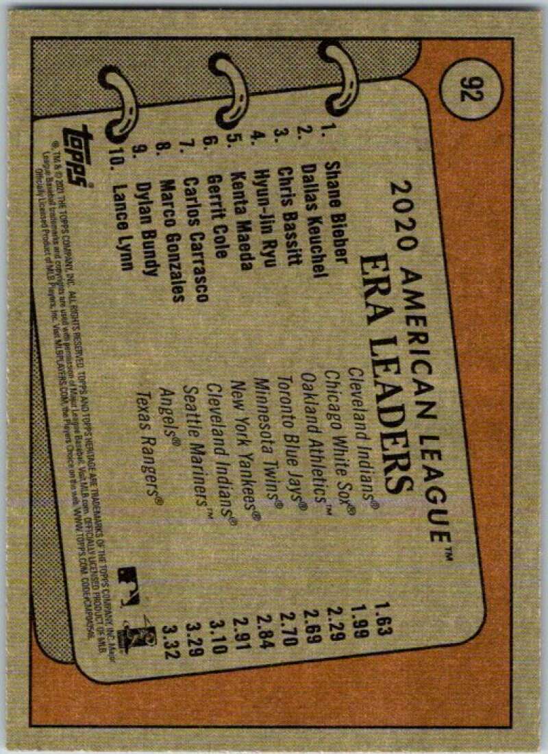 2021 Topps Heritage #92 Bassitt/Keuchel/Bieber League Leaders V45190
