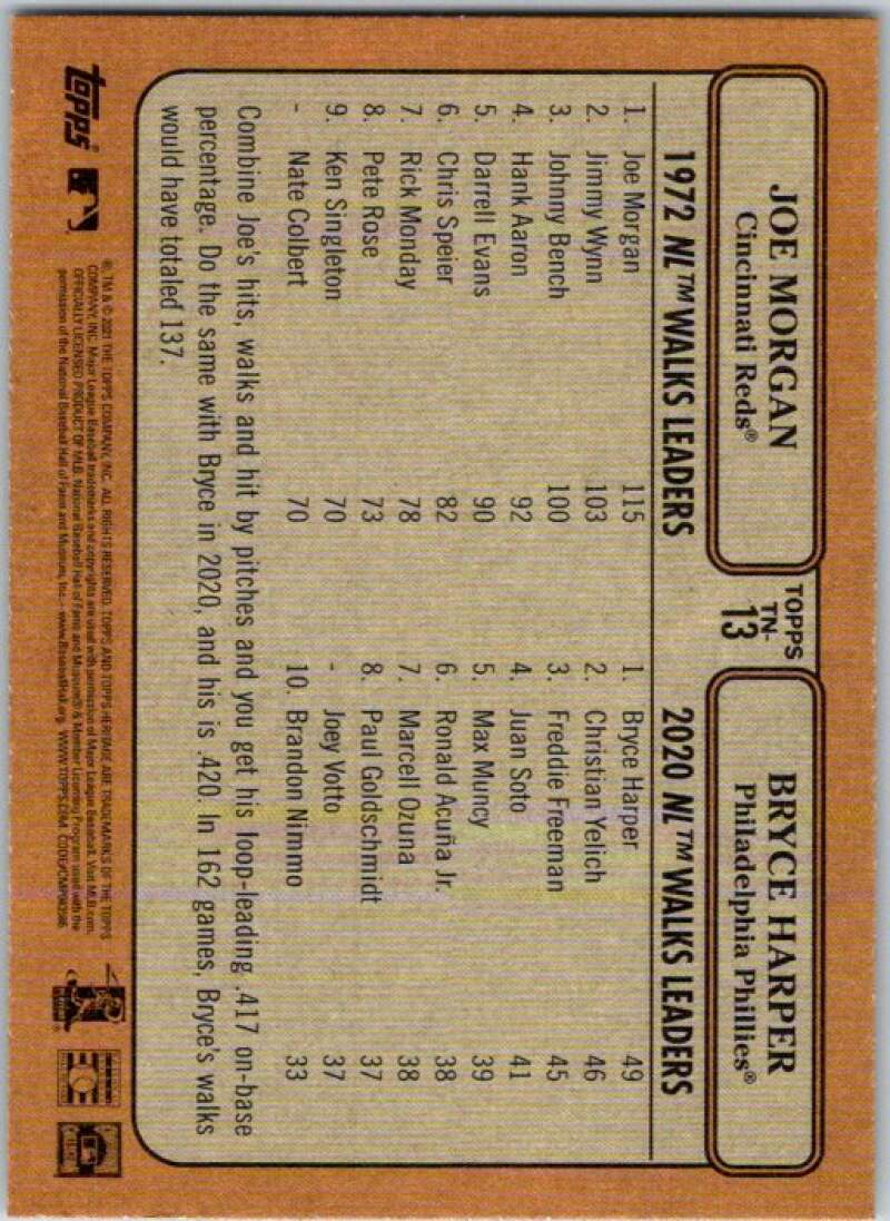 2021 Topps Heritage Then and Now #TN-13 Joe Morgan Bryce Harper V45217