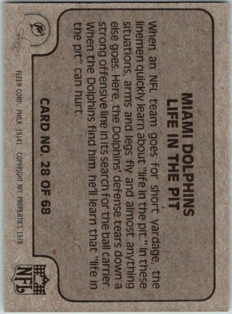 1978 Fleer Team Action # 28 Miami Dolphins Life in the Pit V45244