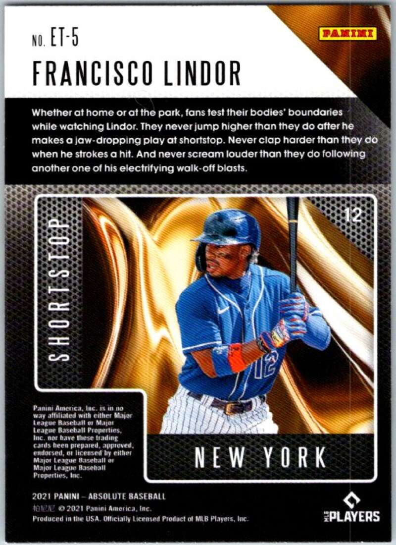 2021 Panini Absolute Extreme Team Green #5 Francisco Lindor Mets V45359