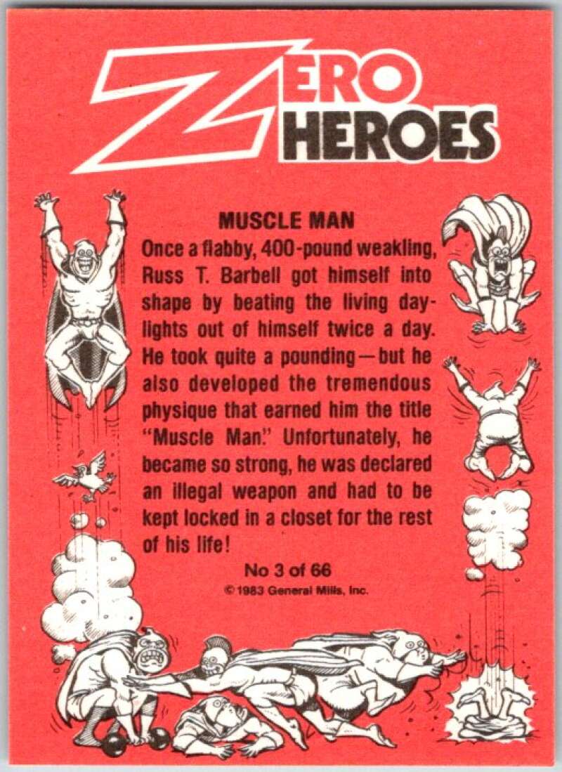 1983 Zero Heroes Stickers #3 Muscle Man V45456