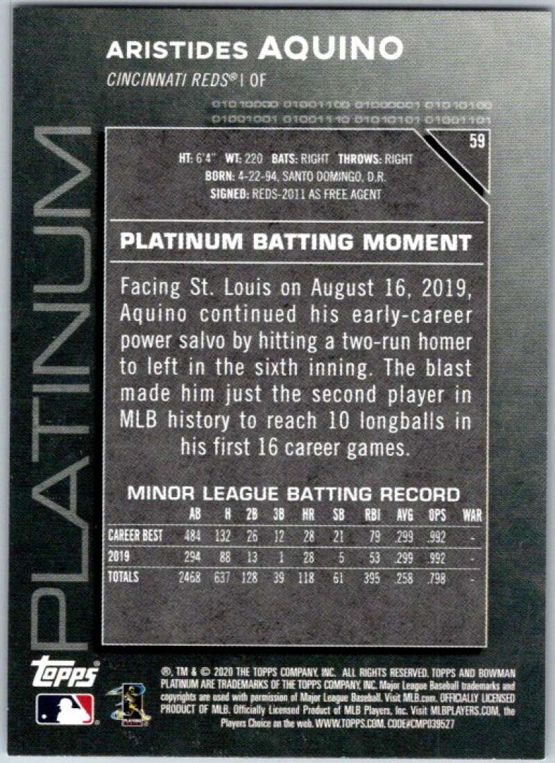 2020 Bowman Platinum #59 Aristides Aquino RC Rookie Cincinnati Reds V45562