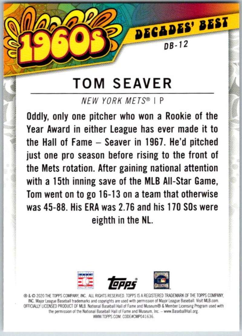 2020 Topps Update Decade's Best #DB-12 Tom Seaver New York Mets V45638