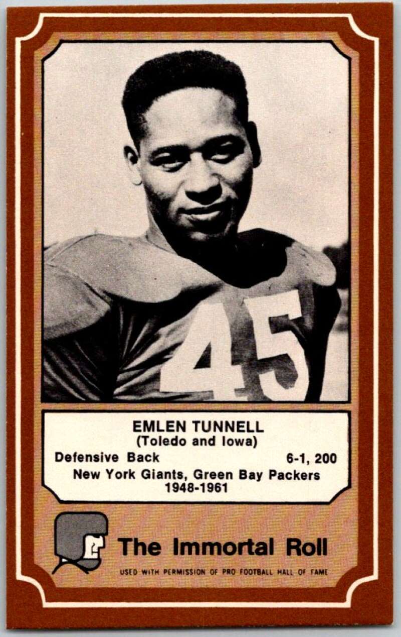 1975 Fleer The Immortal Roll Football #NNO Emlen Tunnell V45986