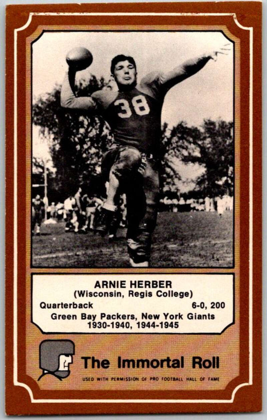 1975 Fleer The Immortal Roll Football #NNO Arnie Herber  V45988