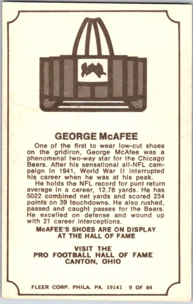 1975 Fleer The Immortal Roll Football #NNO George McAfee  V45990