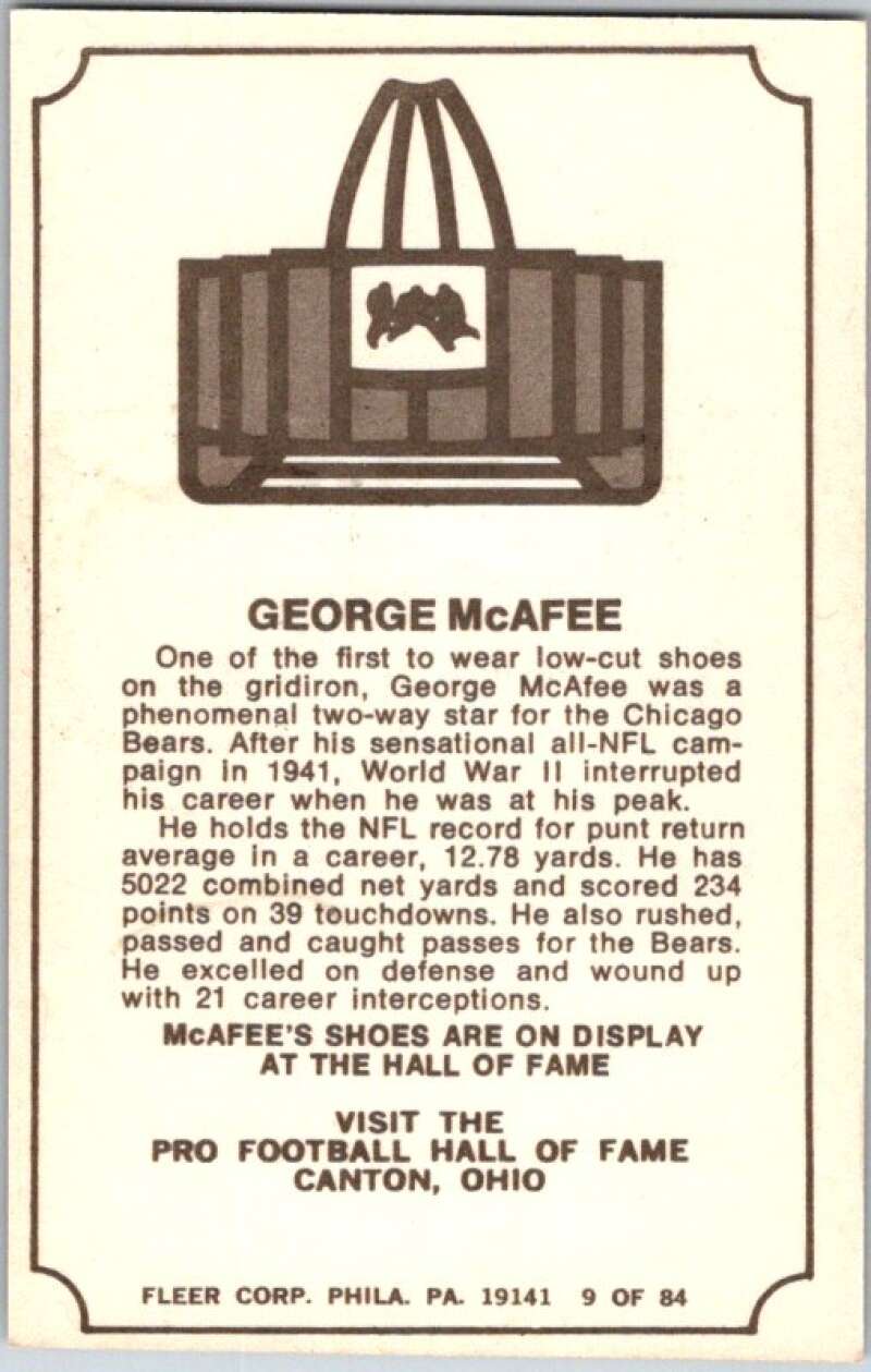 1975 Fleer The Immortal Roll Football #NNO George McAfee V45990