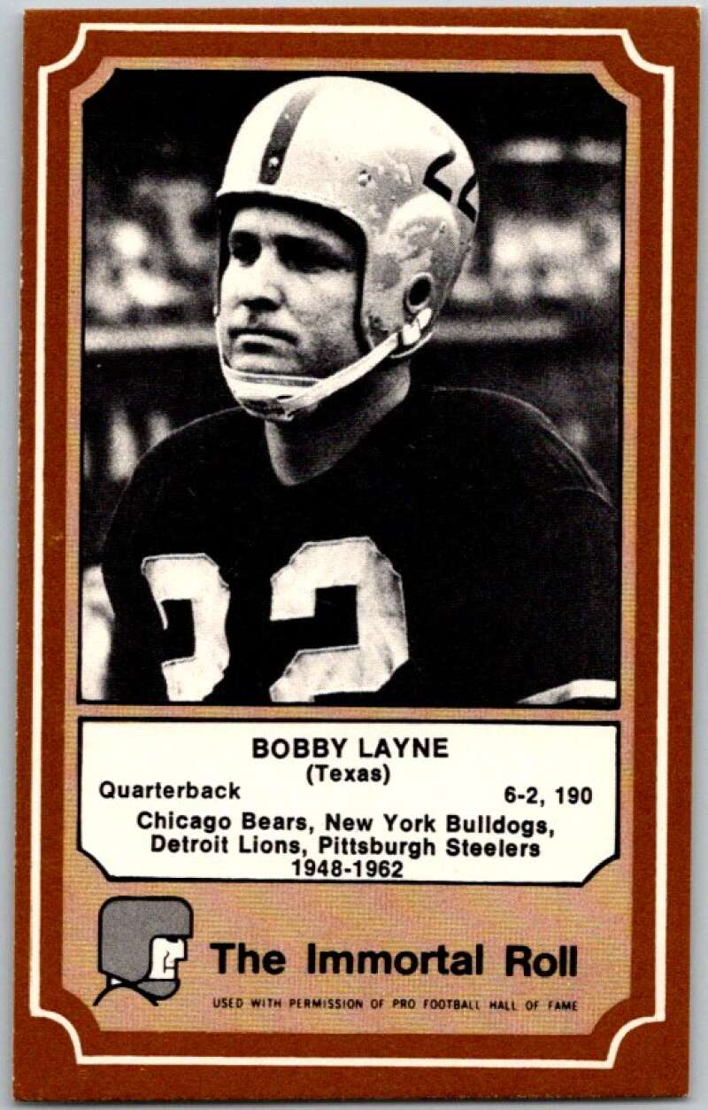 1975 Fleer The Immortal Roll Football #NNO Bobby Layne V45995