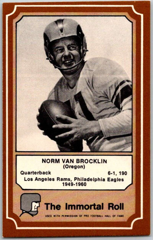 1975 Fleer The Immortal Roll Football #NNO Norm Van Brocklin  V45997