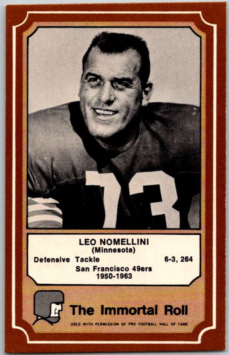 1975 Fleer The Immortal Roll Football #NNO Leo Nomellini V46004
