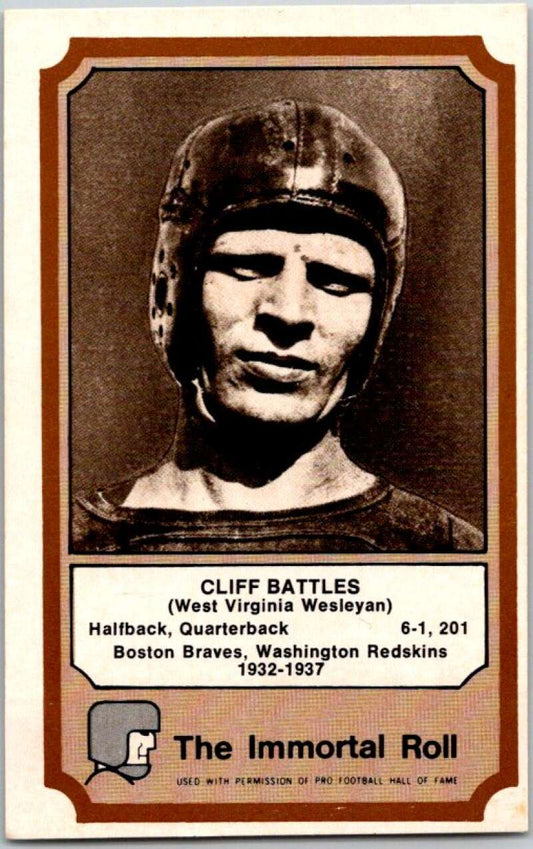 1974 Fleer The Immortal Roll Football #NNO Cliff Battles  V46009