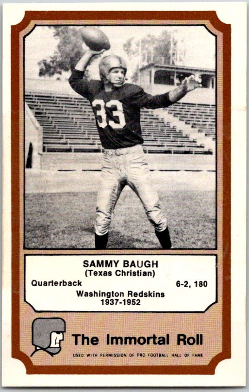 1974 Fleer The Immortal Roll Football #NNO Sammy Baugh V46010